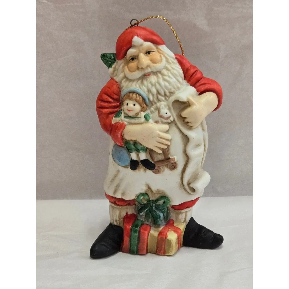 Vintage Santa Claus Ornament Figurine Toy List Christmas Holiday Decor